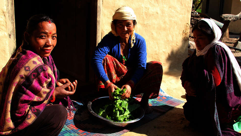 Women in a village in the Salyan district, Nepal
