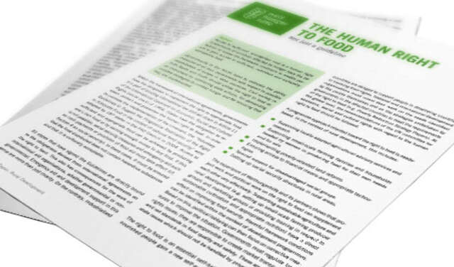 Title page of the position paper on rural development – human right to food