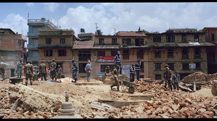 Destroyed city in Nepal. Destroyed city