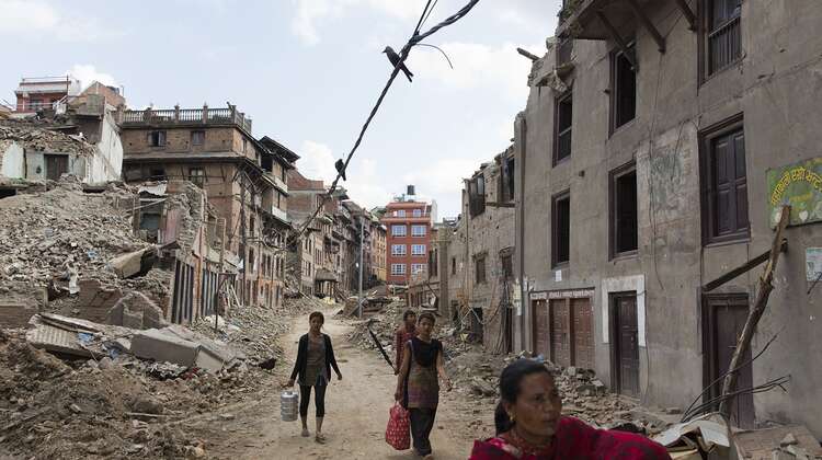 Destroyed roads in Bhaktapur Destroyed roads in Bhaktapur