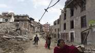 Destroyed roads in Bhaktapur Destroyed roads in Bhaktapur
