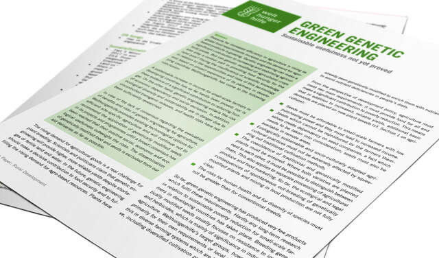 Title page of the Position Paper Rural Development: Green Genetic Engineering