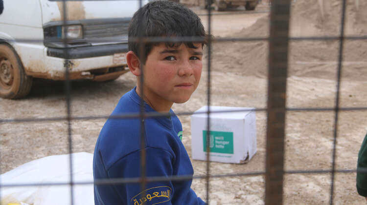 A boy in a refugee camp in Azaz.