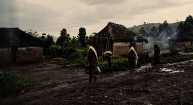 People walking on a street in Congo