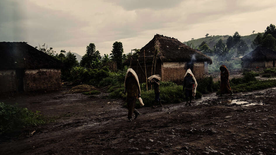 People walking on a street in Congo
