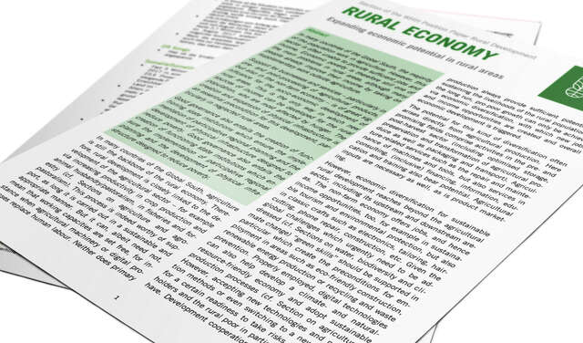 Titles page of the Position Paper Rural Development – Rural Economy