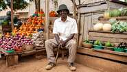 2021-agrishare-markt-gemuese-stand-uganda_C_welthungerhilfe.jpg Ein Händler sitzt vor seinem Marktstand in Uganda, 2021.